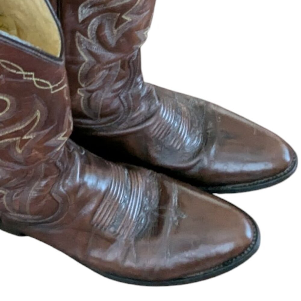Vintage Dan Post Men's Brown Leather Western Boots - Size 8.5 D - Picture 7 of 16